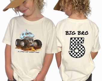 Camiseta personalizada de dos caras de Monster Truck Shark para niño: camiseta familiar de Dirt Truck