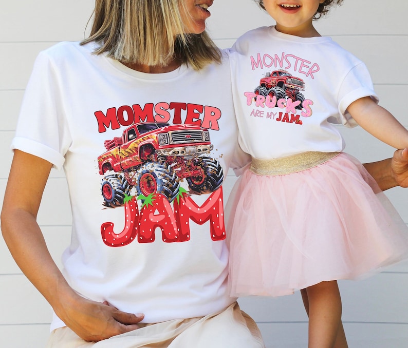 Matching Mama Mini Mother Daughter Monster Truck Pink Birthday Party Gift Shirt, Monster Truck Jam Tour Event Show Group Shirt
Family Matching Dad Brother Momster Dadster Kidster Monster Trucks are My Jam Shirt, Toddler Girl, Teenage , Kid Gift