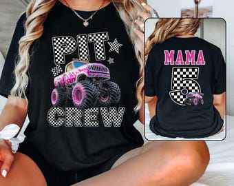 Girl Mama Monster Truck Jam Shirt, Three 3 Year old Gift Shirt, 3rd Birthday Girl Custom T-Shirt Trendy Gift for 3 Year Old Girl Pink Purple