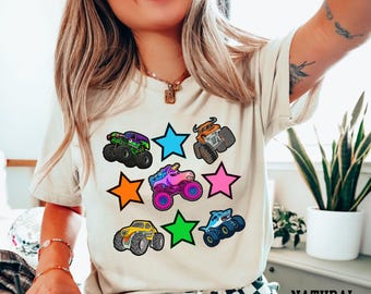 Stars Monster Truck Jam Shirt, Kids Truck Tee, Toddler Truck Outfit, Baby Bodysuit, Matching Family Truck Shirts, Truck Birthday Party Gift