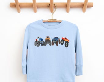 Camiseta de manga larga para niño pequeño con diseño de Monster Truck: regalo unisex para amantes de los camiones.