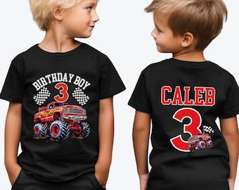 Maglietta personalizzata per il compleanno di Monster Truck: Family Pit Crew Bday Bash