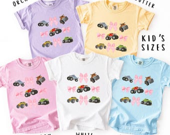 Camiseta de Monster Truck para niña: Lazos rosas, atuendo para mamá y yo