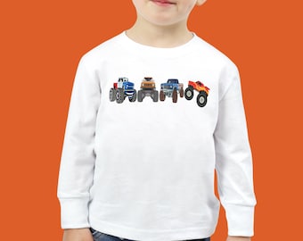 Maglietta a maniche lunghe in cotone per bambini piccoli con scritta "Monster Truck", regalo per gli amanti dei camion