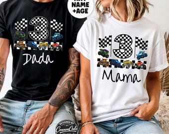 Personalized Monster Truck Boy's Family Birthday Shirt, Custom  Race Car Tee Monster Truck Party Shirt, Birthday Gift for Boys, Race Day Tee