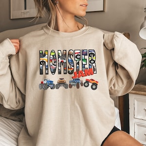 Monster Truck Jam Mom Momster Boy Mama Sweatshirt,Monster Truck Shirt,Mama Sweatshirt,Mom Crewneck,Monster Truck Birthday Jam Monster Truck, Dad Monster Truck Shirt