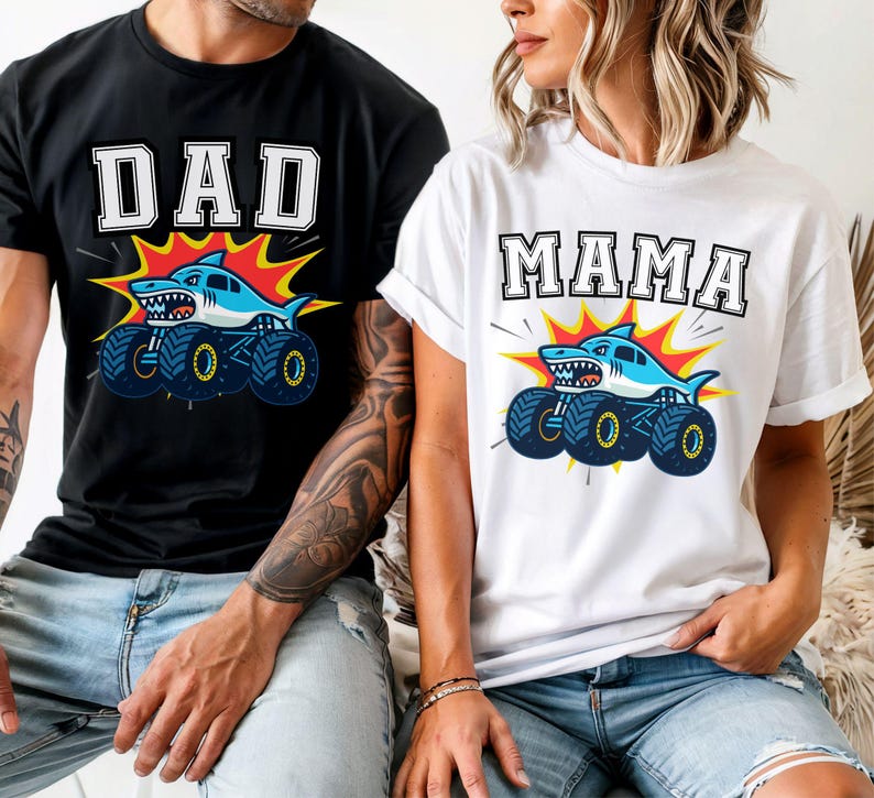 dad mama monster truck shark megalodon great white shark monster truck t-shirts. Any Custom Name. Any Name Available, Matching Family Shirts,
Perfect for Monster Truck Birthdays, and Family Reunions, Mothers Day, Father Day Gifts, Kids Fun cool Vivid Color tee.

“Dad • Mama • Kids • Baby”

“Soft & Comfortable”