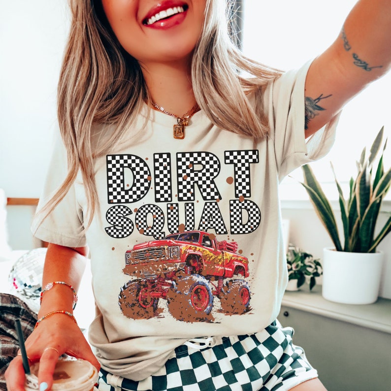 Dirt Squad Monster Truck Birthday Shirt: Family Matching Jam Tee image 1