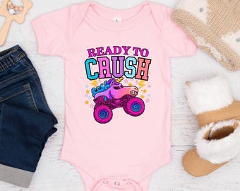 Ready to Crush Unicorn Sparkle Truck Shirt, Kids Toddler Girl Stars Tee, Pink Monster Truck Shirt, Cute Truck Outfit, Matching Family Shirts
