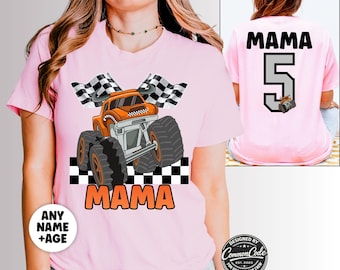 Monster Truck Birthday Shirt, Personalized Family Matching Shirts, Custom Name Age, Boys Birthday Party, Mama Dada Sister Birthday Boy Shirt