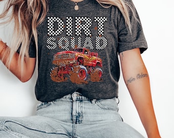 Women's Dirt Squad Monster Truck Boy's Birthday T-Shirt: Family Matching Jam Shirt