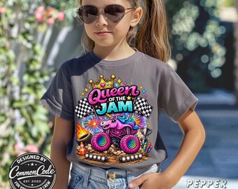 Monster Truck Jam Family Matching T-Shirts, Girls Queen of the Jam Tee, Race Day Event Birthday Party Tees Comfort Colors Adults & Kids