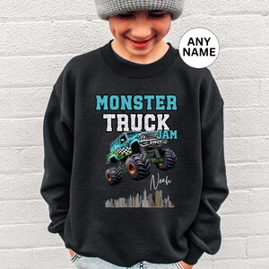 Monster Truck Jam Dopasowane rodzinne bluzy Skaczący rodzice dzieci urodziny impreza impreza Smash Pit Crew Era maluch dziecko prezent sweter w kratkę