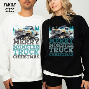 Frohe Weihnachten Monster Truck Kleinkind Jugend Sweatshirt Familie Lustig Urlaub Foto Karte Shirt Junge Mama Dada Baby Hässliche Pullover Kinder Party Geschenk