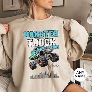 Monster Truck Jam Dopasowane rodzinne bluzy Skaczący rodzice dzieci urodziny impreza impreza Smash Pit Crew Era maluch dziecko prezent sweter w kratkę