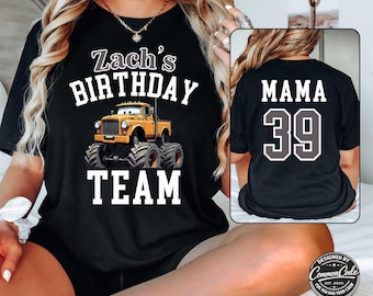 Boy Mama Monster Truck Birthday Bodysuit, Custom Name Birthday Dude Shirt, Cartoon Truck Birthday Boy Tee, Toddler Kids Cute Baby Shirt