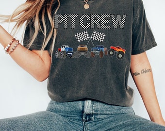 Comfort Colors Monster Truck Pit Crew Shirt Boy Mama Shirt Monster Truck Shirt Boy Birthday Party Shirt New Mom Boy Baby shower Gift Group