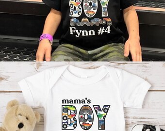 Mama's Boy Monster Truck Matching T-shirts: Mom and Son Custom