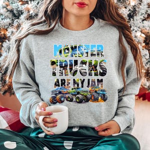 Monster Truck Jam Family Birthday Boy Dude Party Sweatshirt Mama Dada Group Toddler Kid Christmas Gift Mimi Papa Event Grandson Matching 4x4