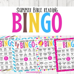 Bingo de lectura bíblica de verano, Bingo bíblico de verano, Bingo bíblico para niños