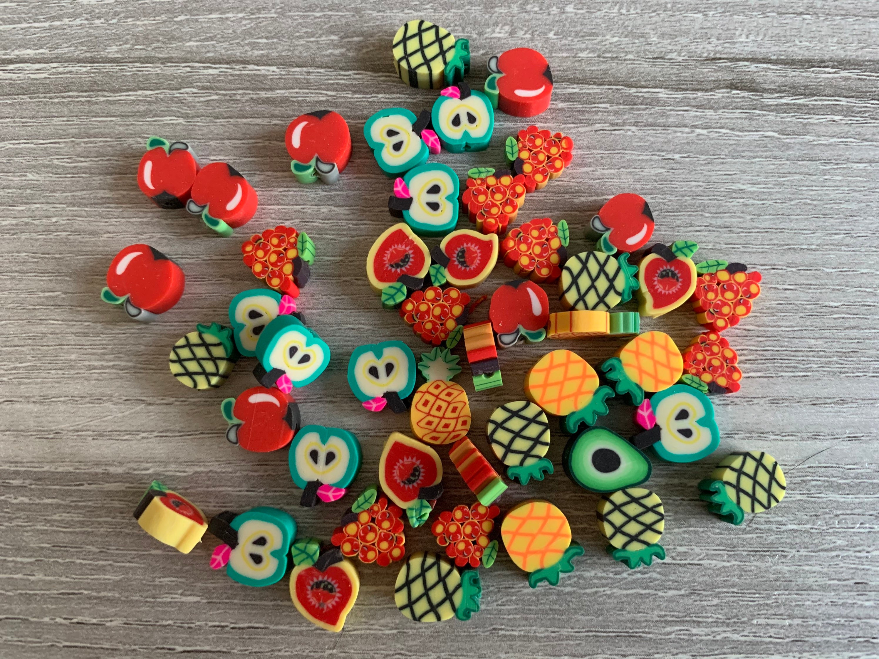 50 X Mixed Fruit Polymer Clay Beads/fruit Beads/polymer Clay Etsy