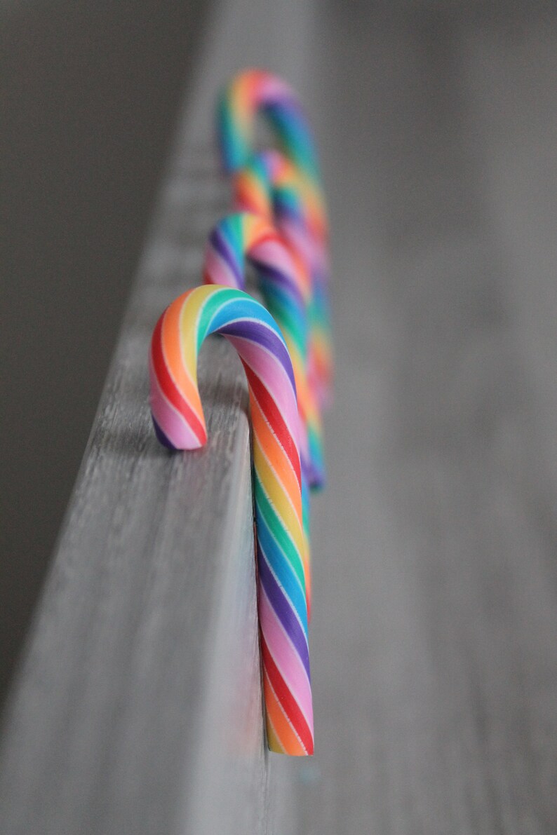 10 x Polymer Clay Rainbow Candy Canes Etsy