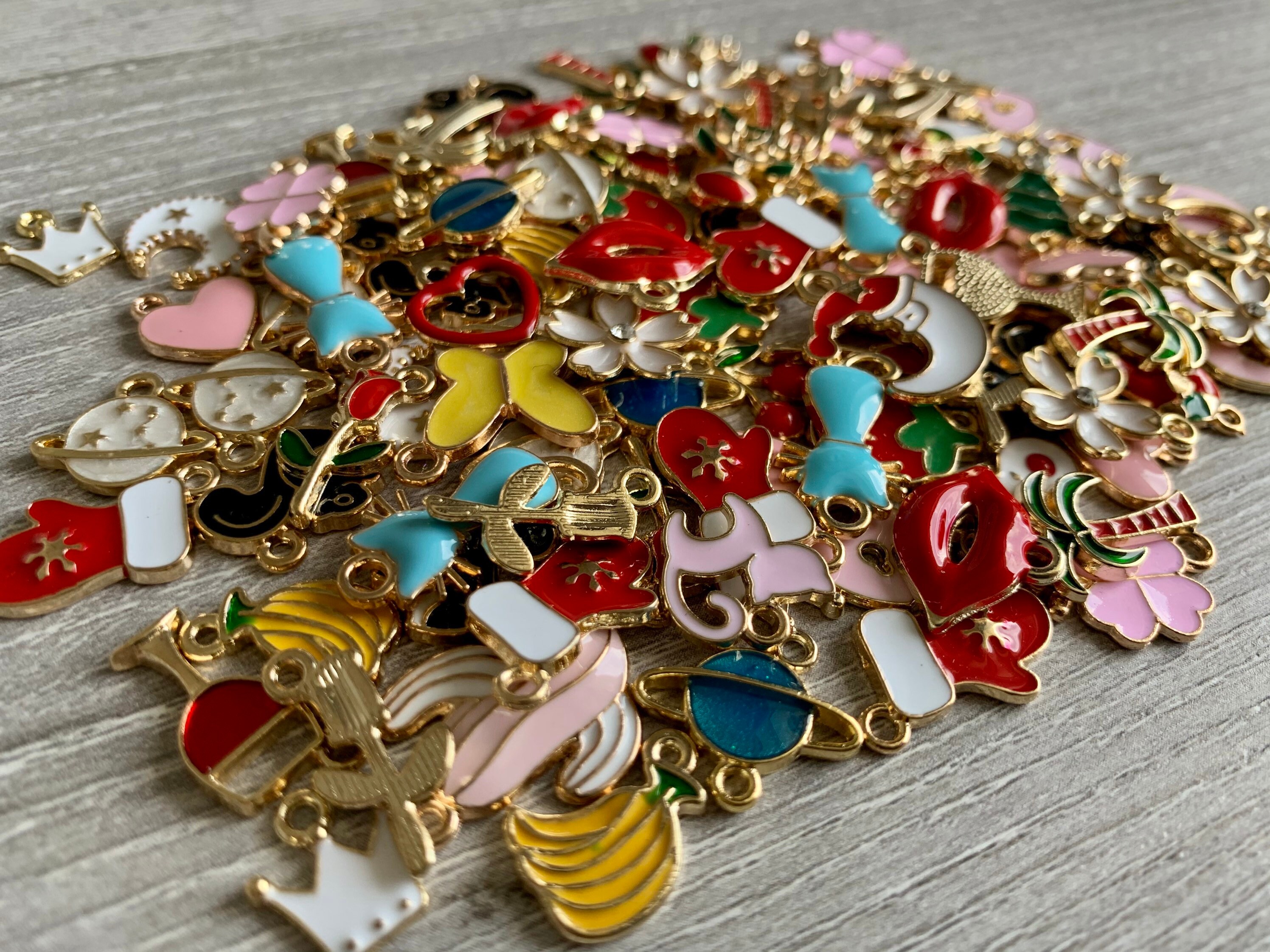 Enamel Charm Bundle/Enamel charms/mixed charms/bulk Etsy