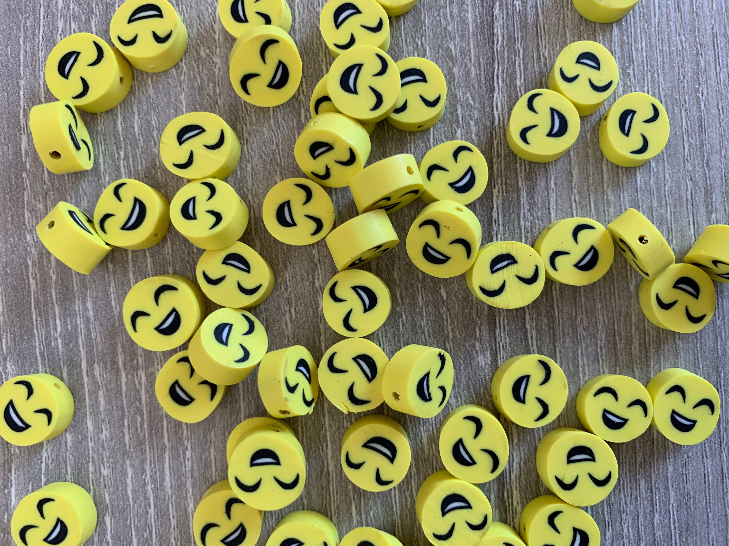50 x Polymer Clay Smiley Face Beads/beads/happy beads/face Etsy