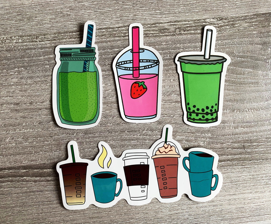 Drink sticker Bundle/sticker bundle/happy stickers/cute Etsy