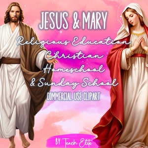 Jezus & Maagd Maria Religieuze clipart, Jesus Homeschool clipart, Christelijke Clipart, Sublimatie, Commercieel Gebruik, Christendom kunst, png, POD