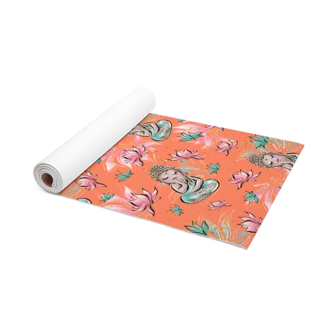 Orange Yoga Buddha Yoga Mat Zen Exercise Mat Cute lotus Foam Etsy