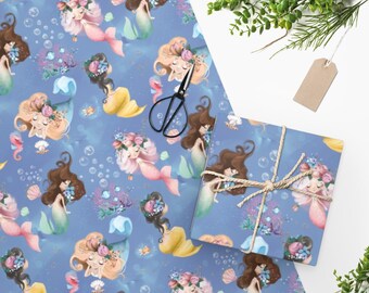 Mermaid gift wrap, Under the Sea wrapping paper, Mermaid gift, for him, gift for her, gift bag,  gift paper, Birthday gift, New baby