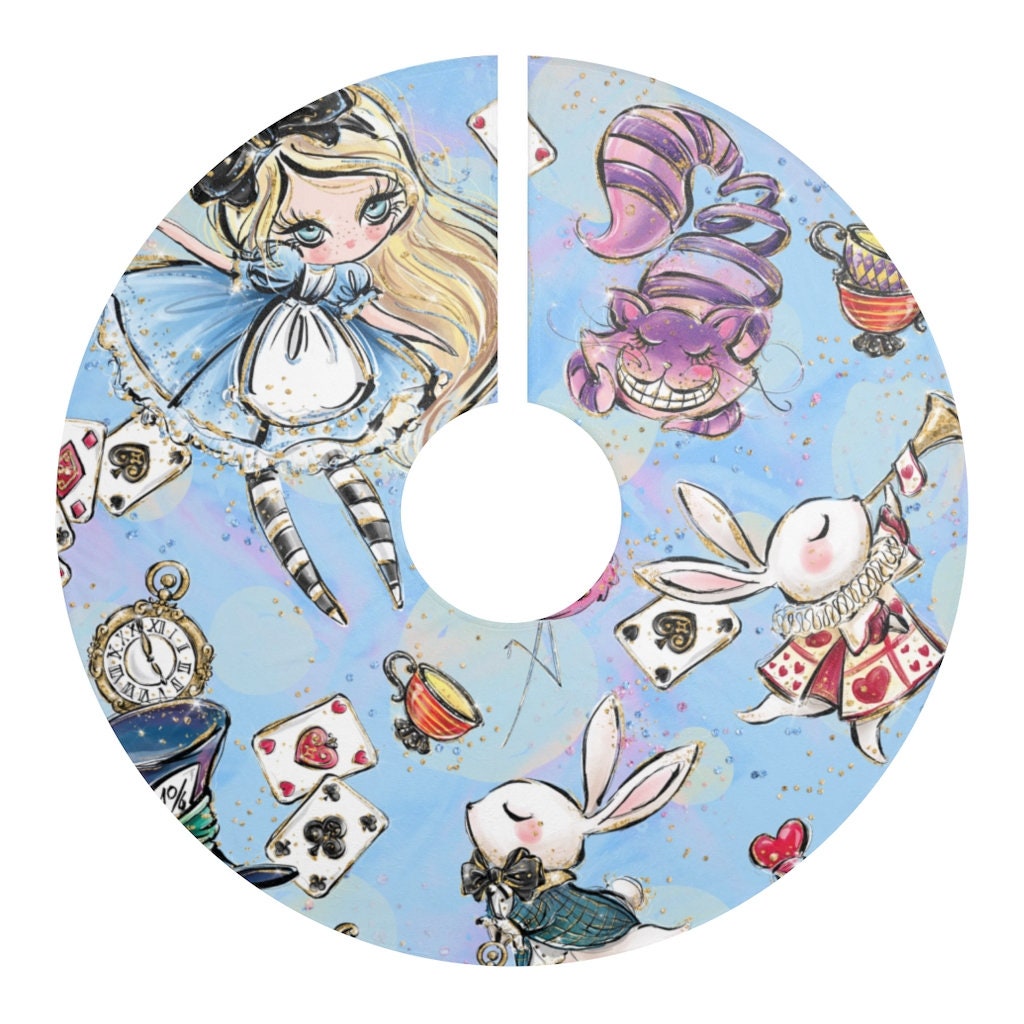 Baby Blue Alice in Wonderland Whimsical Christmas Tree Skirt Etsy