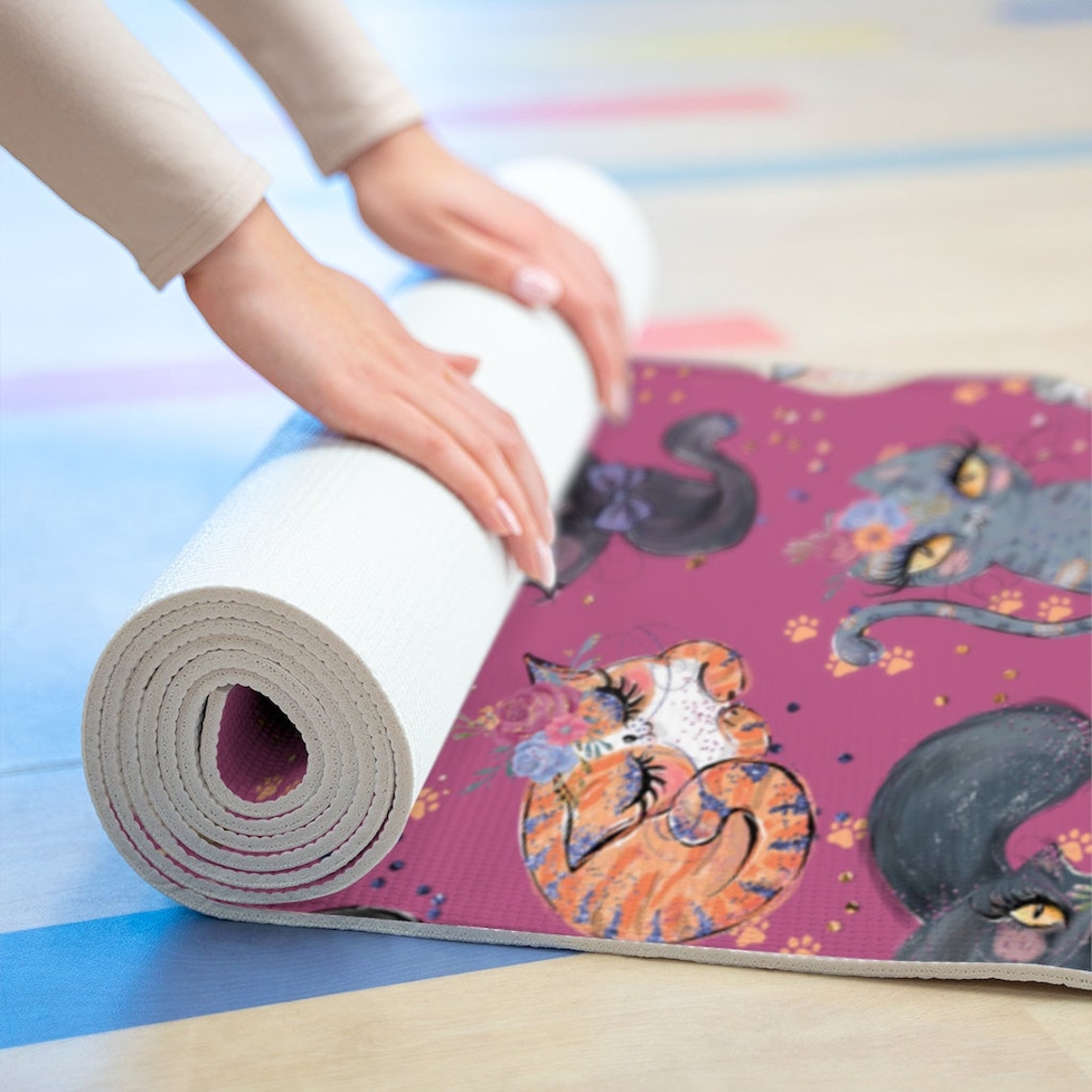 Pink Cat Kitty Yoga Poses Yoga Mat Kitten Exercise Mat Cute | Etsy