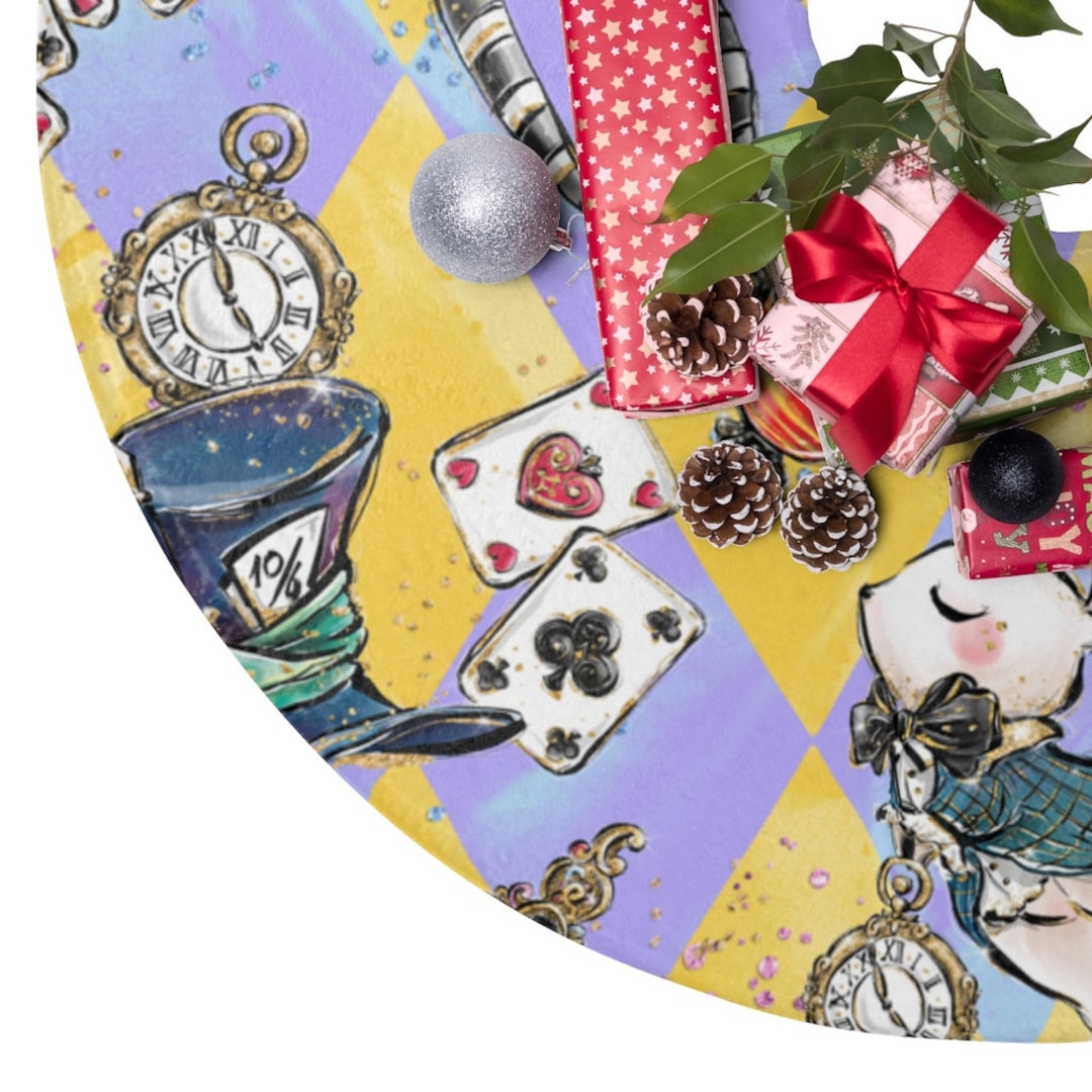 Purple and Yellow Alice in Wonderland, Whimsical Alice & Rabbit