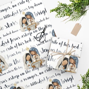 Christmas gift wrap, Nativity wrapping paper away in a manger gift, gift for him, gift for her, gift bag, reason for the season gift paper
