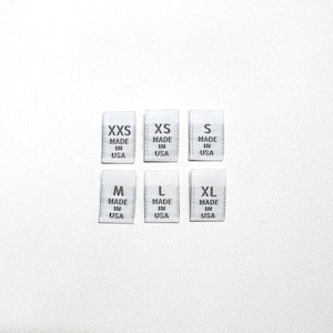 Made in USA Size Labels High Quality Damask White Double Woven Sizes Xxs XS S M L XL