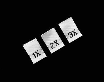 Woven Clothing Size Taffeta Labels Tabs White (1X, 2X, 3X)