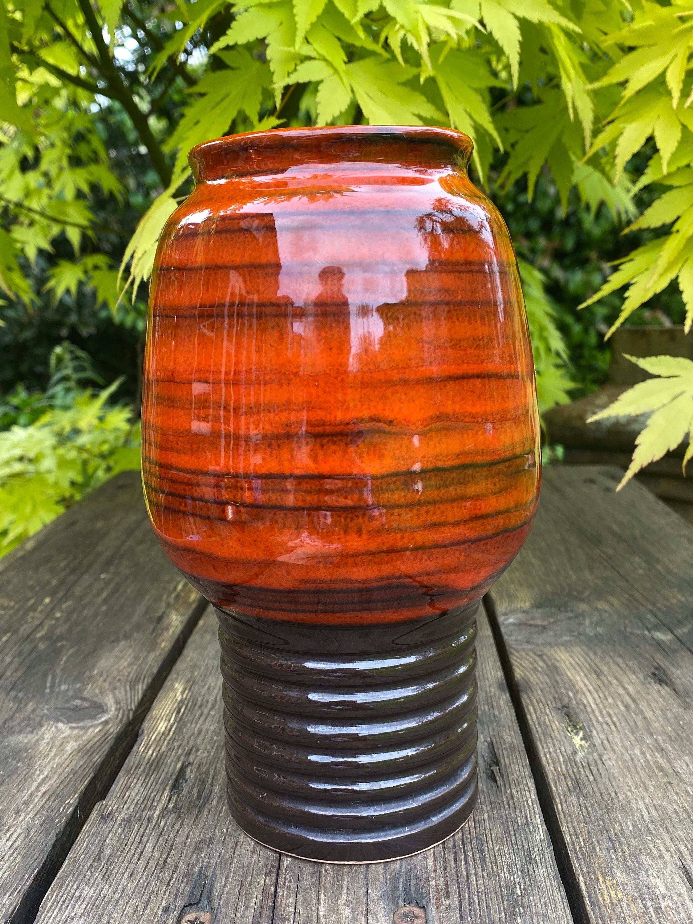 Retro Vintage Hungarian Ceramic Fat Lava Vase. West German Retro Vintage Hungarian Ceramic Fat Lava Vase. West German
