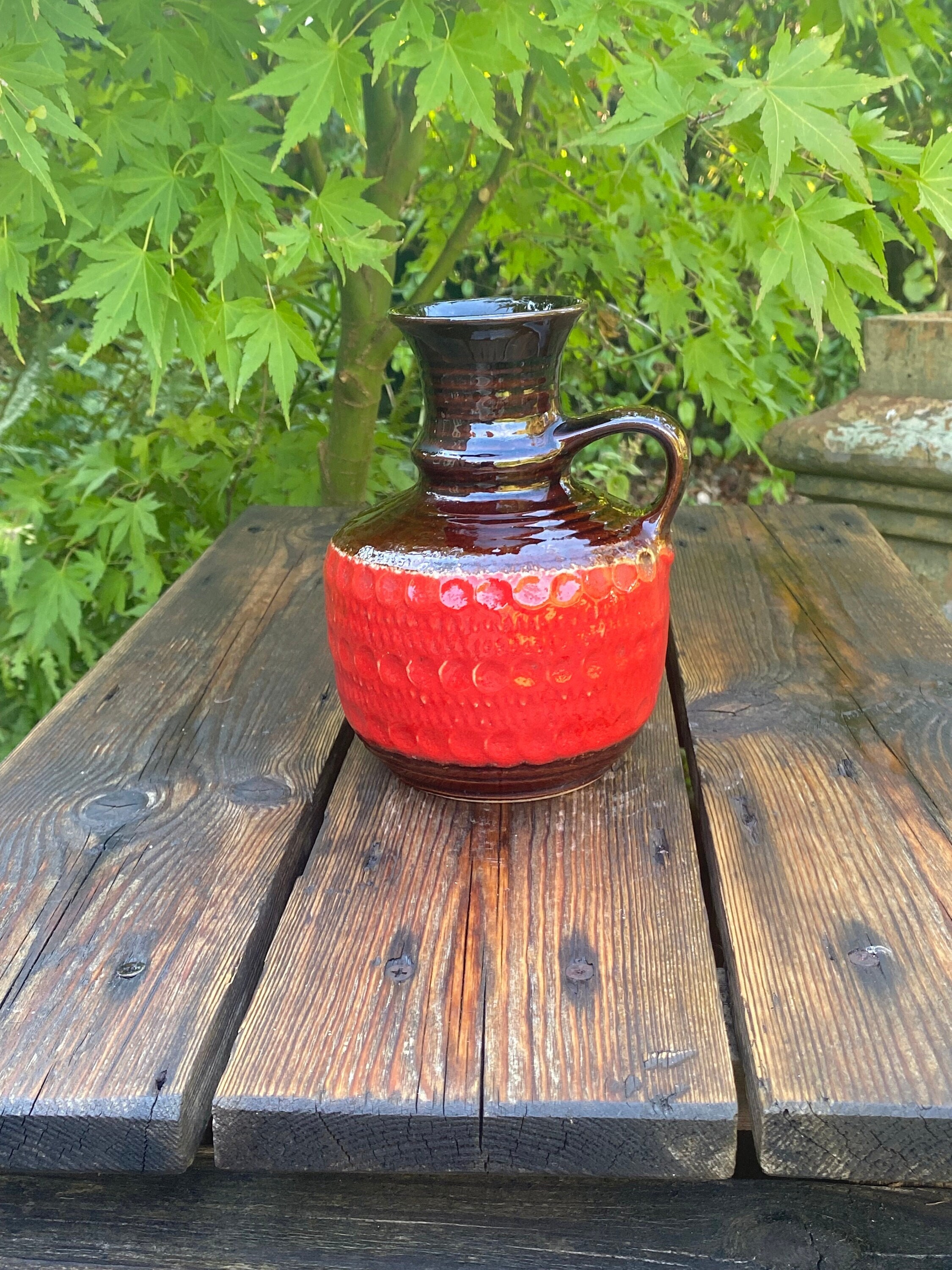 A Vintage 1960s Bay Keramik Vase, West German Pottery, Fat