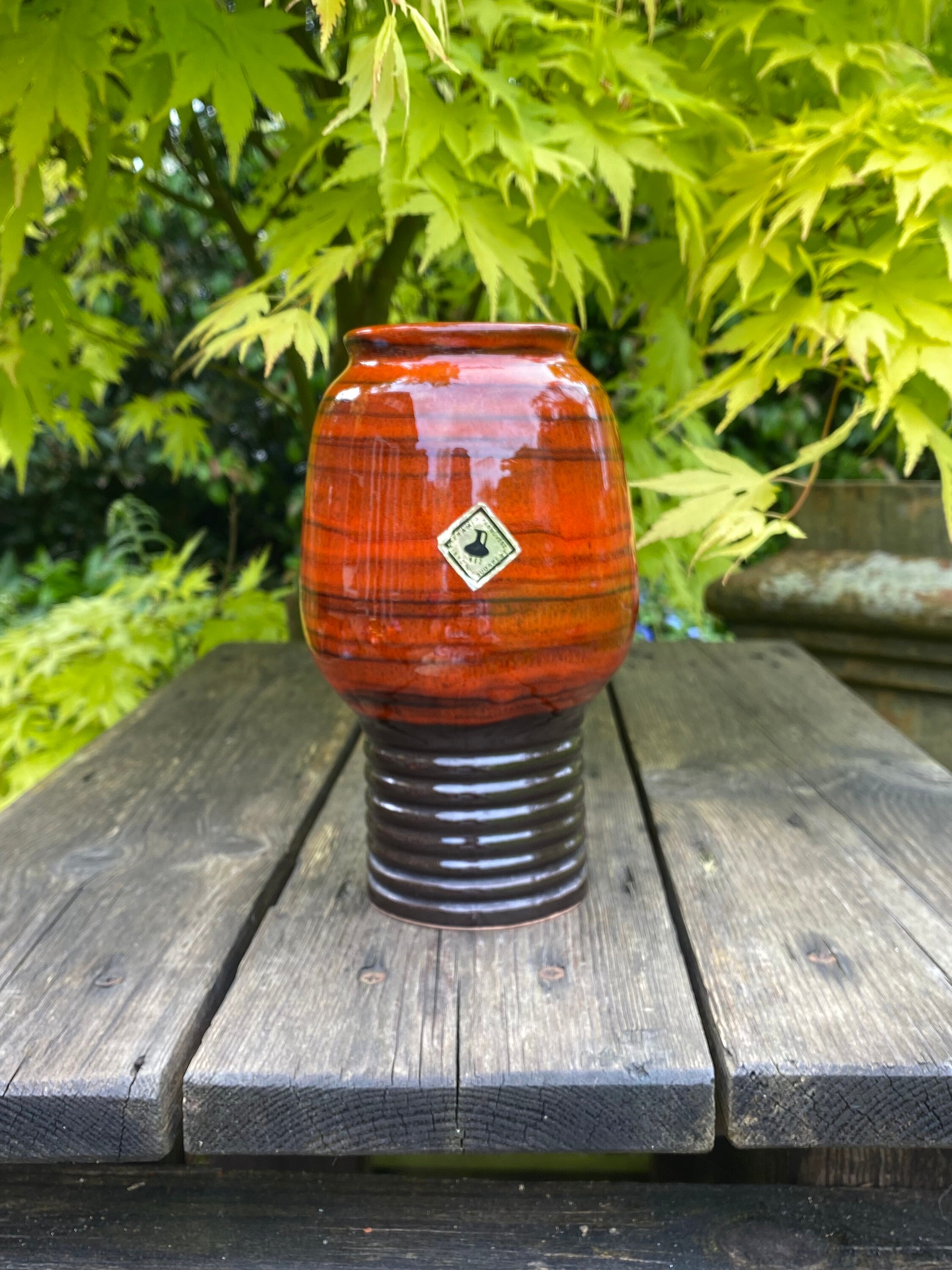 Retro Vintage Hungarian Ceramic Fat Lava Vase. West German Retro Vintage Hungarian Ceramic Fat Lava Vase. West German