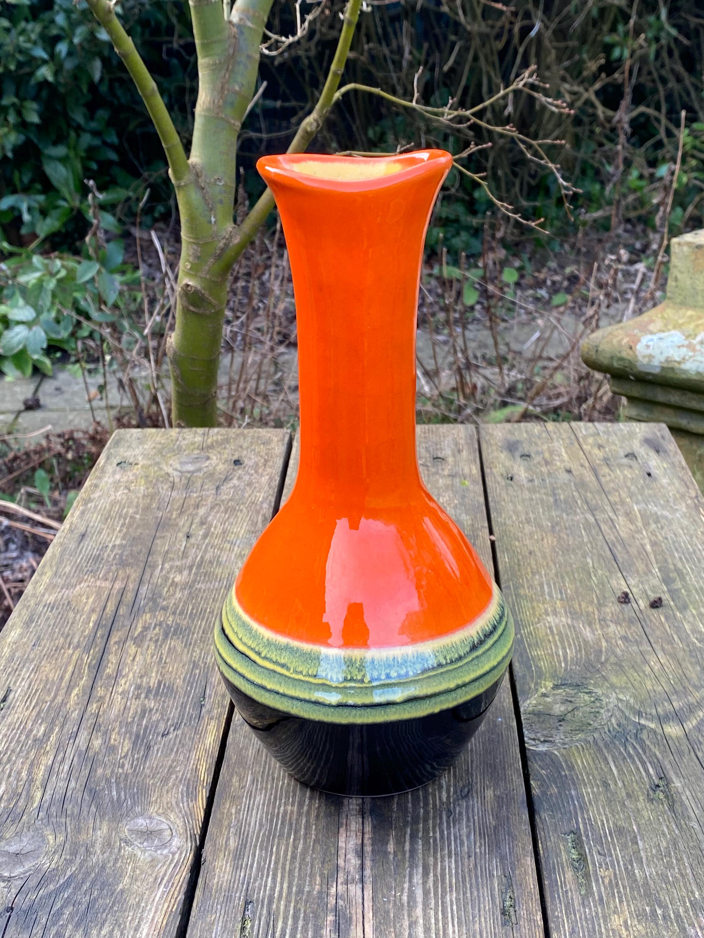 Beautiful 27cm Vintage Hand Painted 1960s Hungarian Ceramic Vase