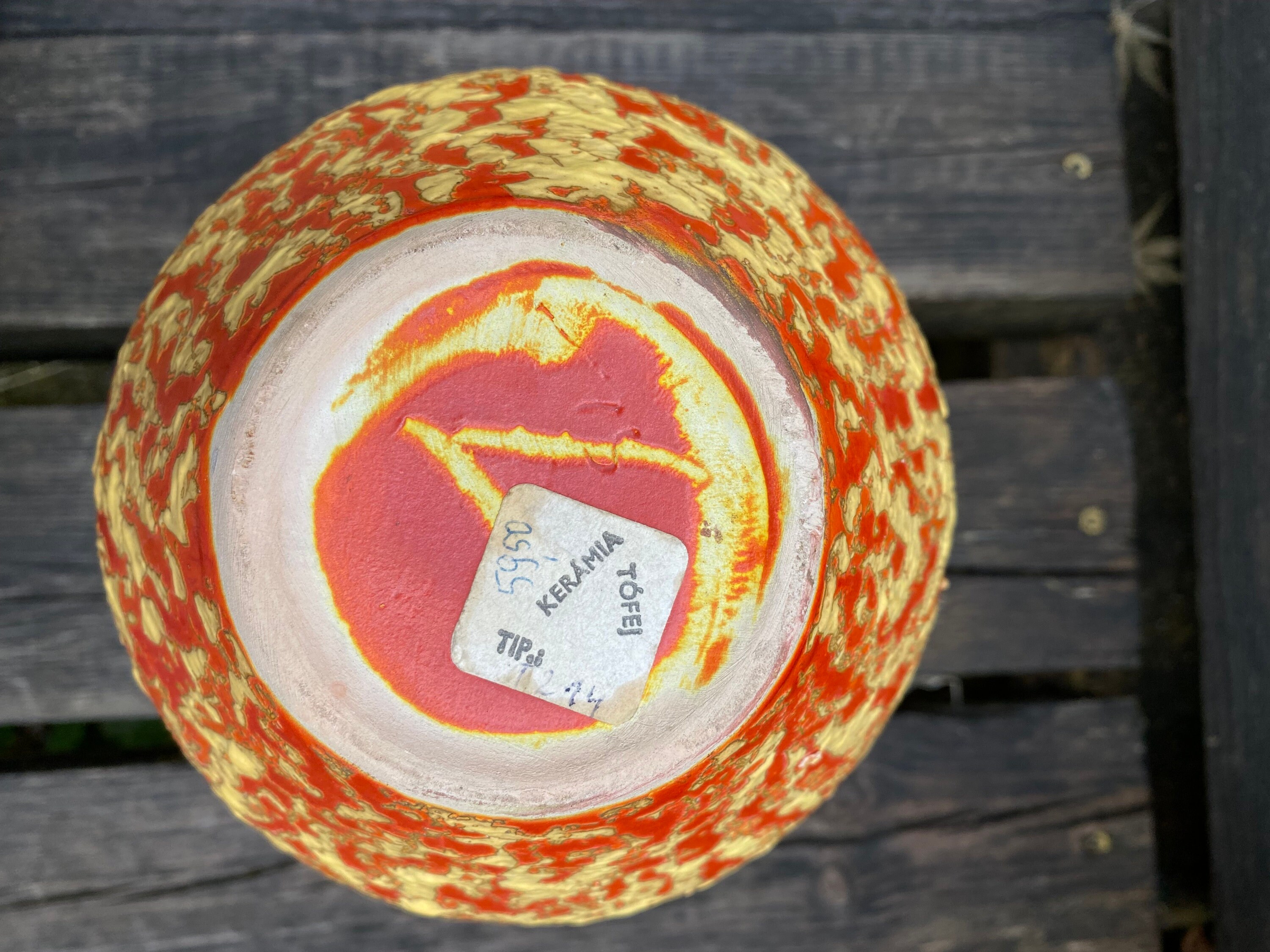 1970s Tofej Hungary Fat Lava Orange Vase