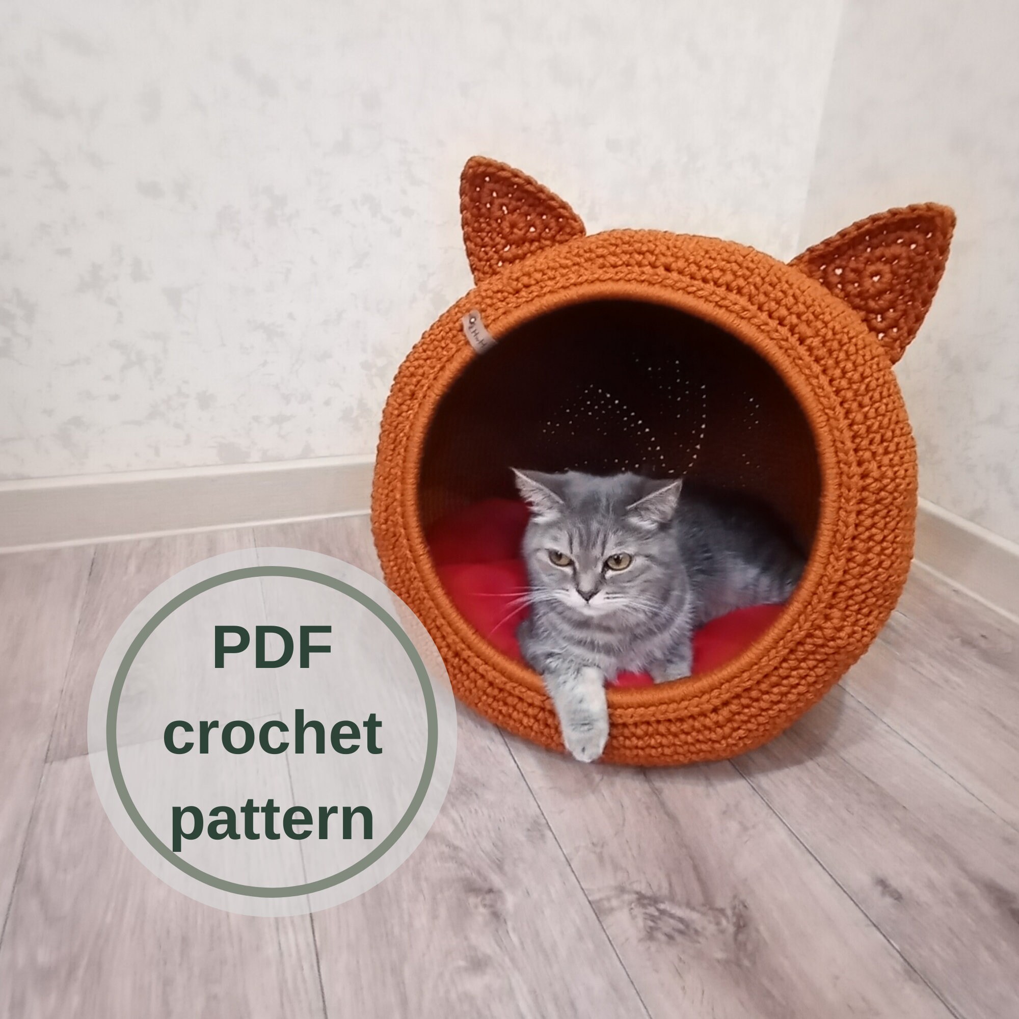 Cat bedcrochet cat bed pattern pdf format crochet pattern Etsy