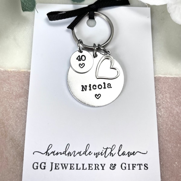 40th Birthday Personalised keyring, choice of 5 charms, 40th birthday gift for women, 40th birthday gift idea for her