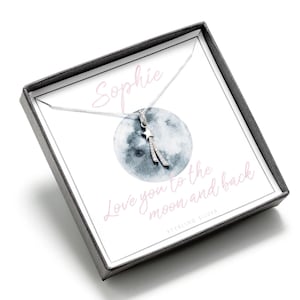 Love you to the moon and back necklace, I love you to the moon and back gift, moon and back necklace