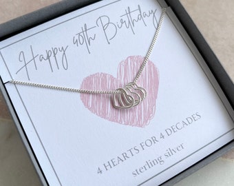 Womens silver 40th birthday necklace, 40th birthday necklace for her, 40th birthday gift for her