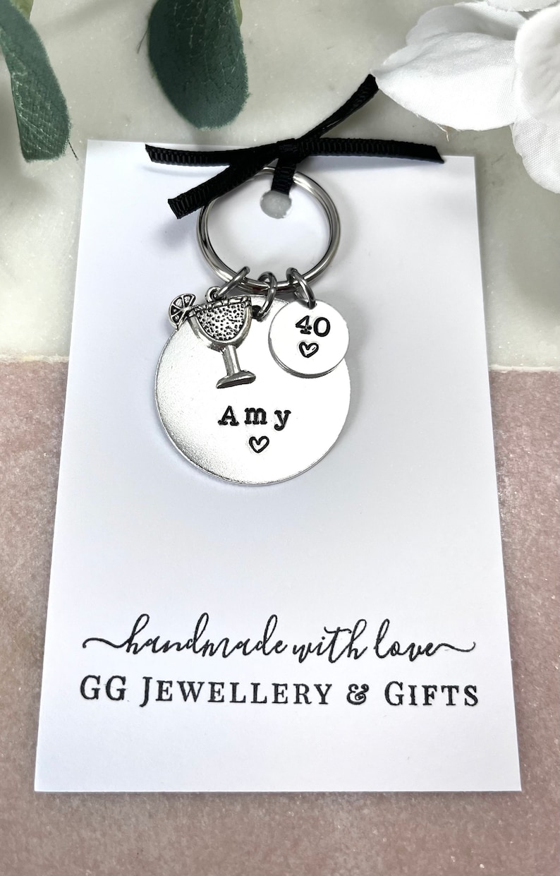 40th Birthday Personalised keyring, choice of 5 charms, 40th birthday gift for women, 40th birthday gift idea for her Bild 2