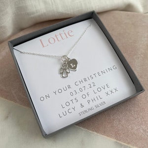 Girls christening gift, girls christening necklace, christening gifts for girls, sterling silver christening necklace, silver angel necklace image 2