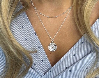 layered necklace set, two strand layered necklace, womens layering necklace